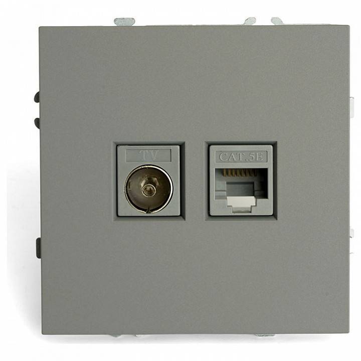 ТВ-розетка и розетка Ethernet RJ-45 без рамки Stekker Эмили 49950