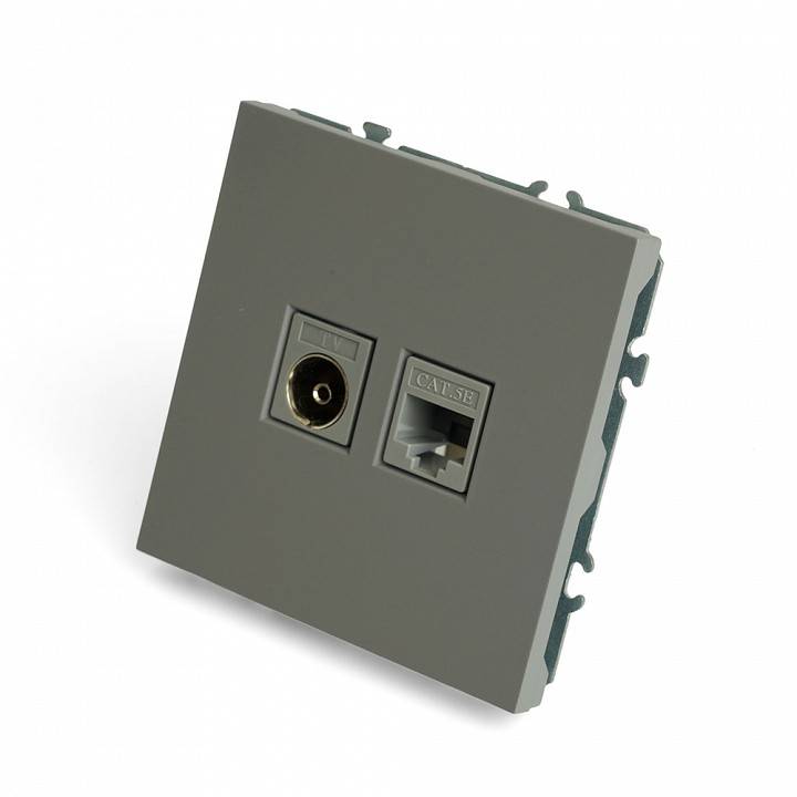 ТВ-розетка и розетка Ethernet RJ-45 без рамки Stekker Эмили 49950