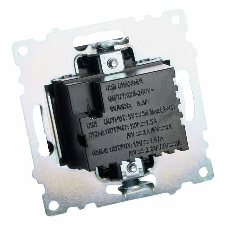 Розетка 2хUSB type A и C без рамки Stekker Катрин 50055