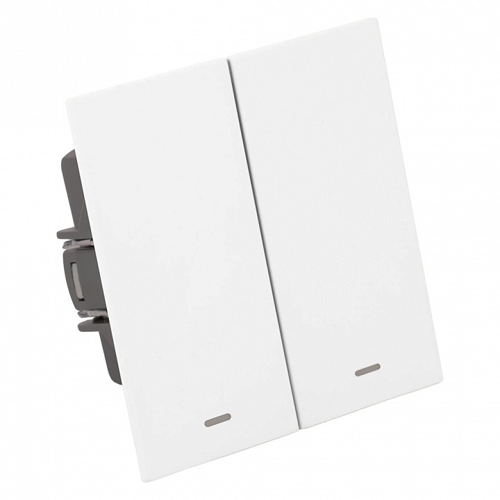 Выключатель двухклавишный с подсветкой без рамки Stekker Мия 50432