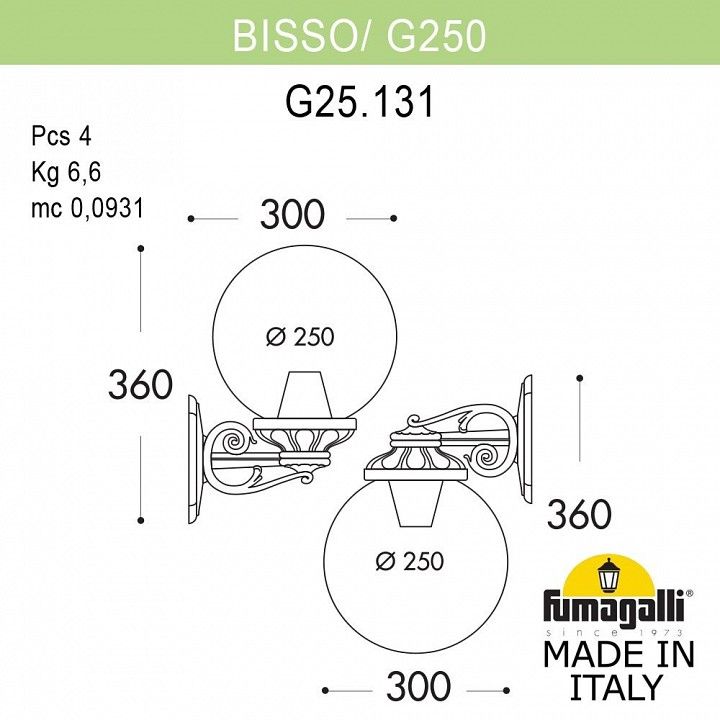 Светильник на штанге Fumagalli Globe 250 G25.131.000.WYE27