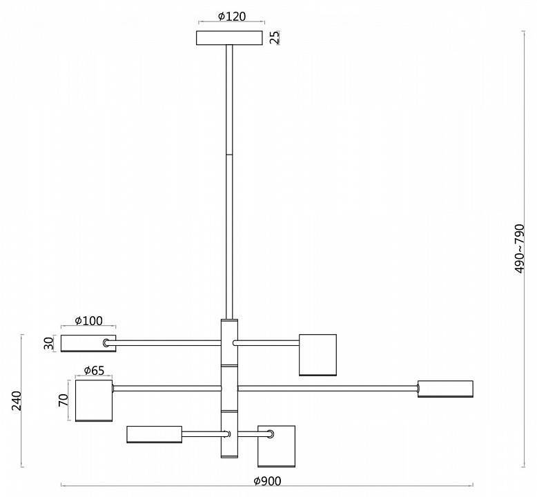 Люстра на штанге F-promo Ducan 6 ламп 3093-6P