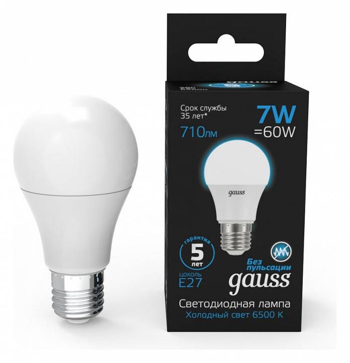 Лампа светодиодная Gauss  E27 7Вт 6500K 102502307