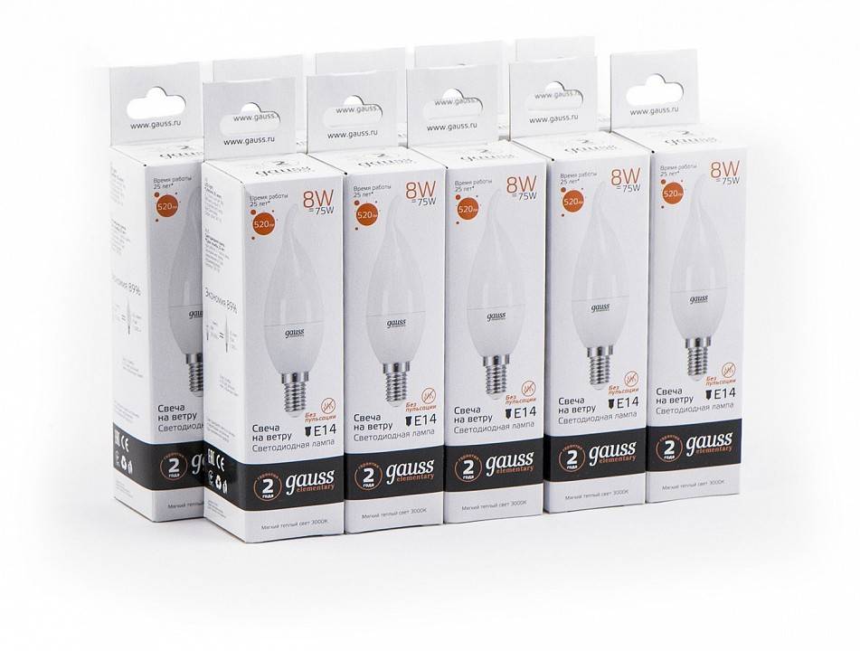 Лампа светодиодная Gauss Led Elementary Candle Tailed E14 8Вт 3000K 34118