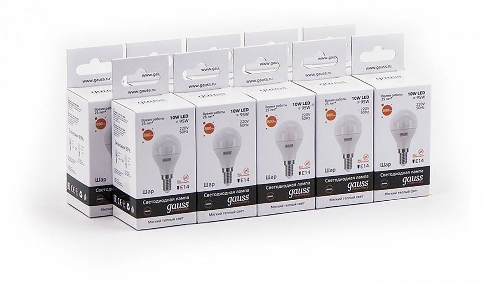 Лампа светодиодная Gauss LED Elementary Globe E14 10Вт 3000K 53110