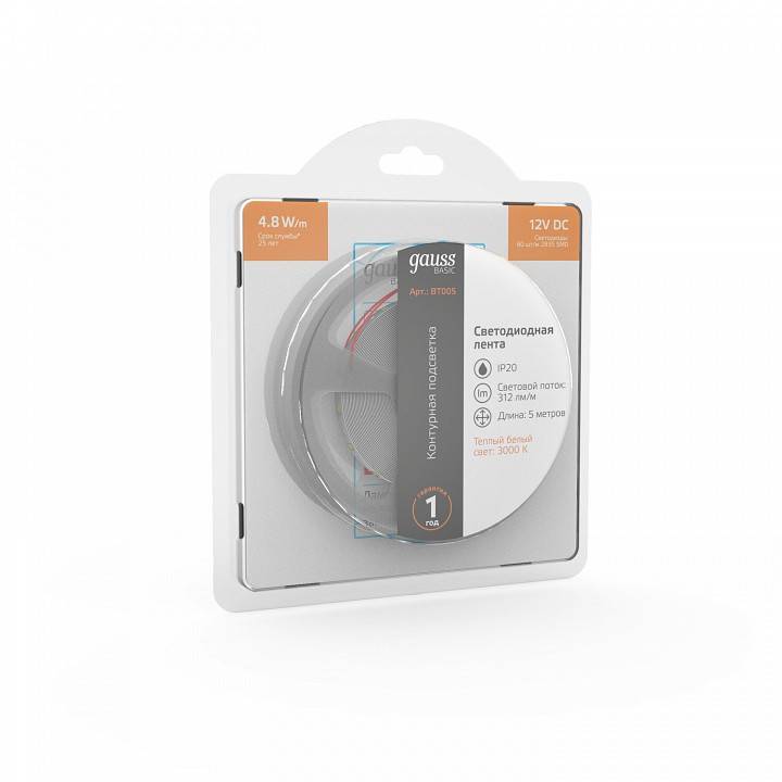 Лента светодиодная Gauss Basic BT005