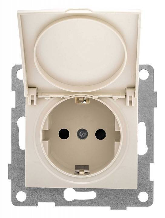 Розетка с заземлением и со шторкой, без рамки с крышкой Gusi Electric BRAVO С10Р91-003