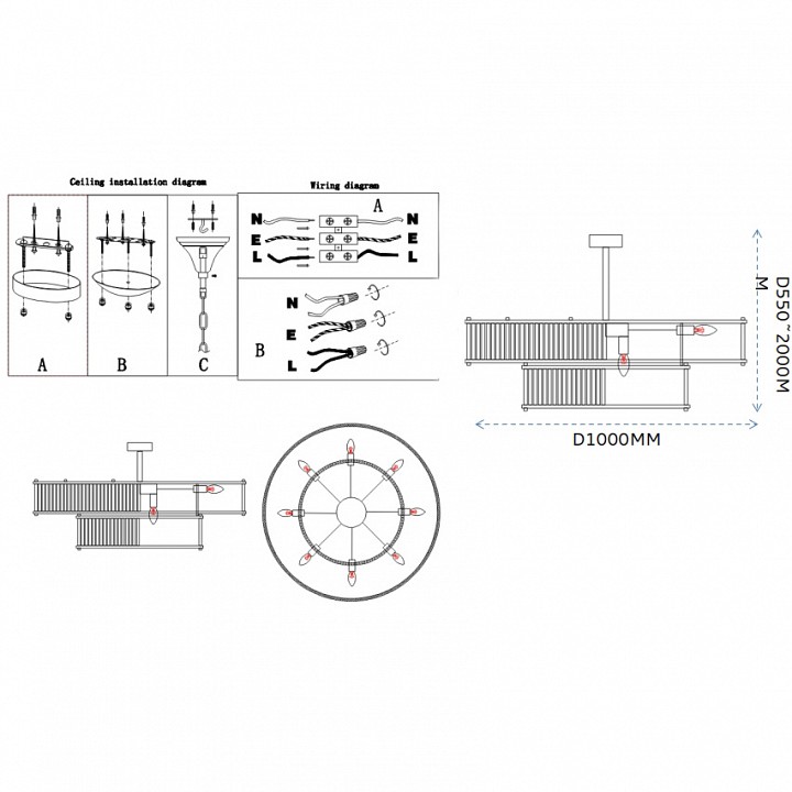 Светильник на штанге Imperiumloft RH Marais Round Chandelier 40,2668