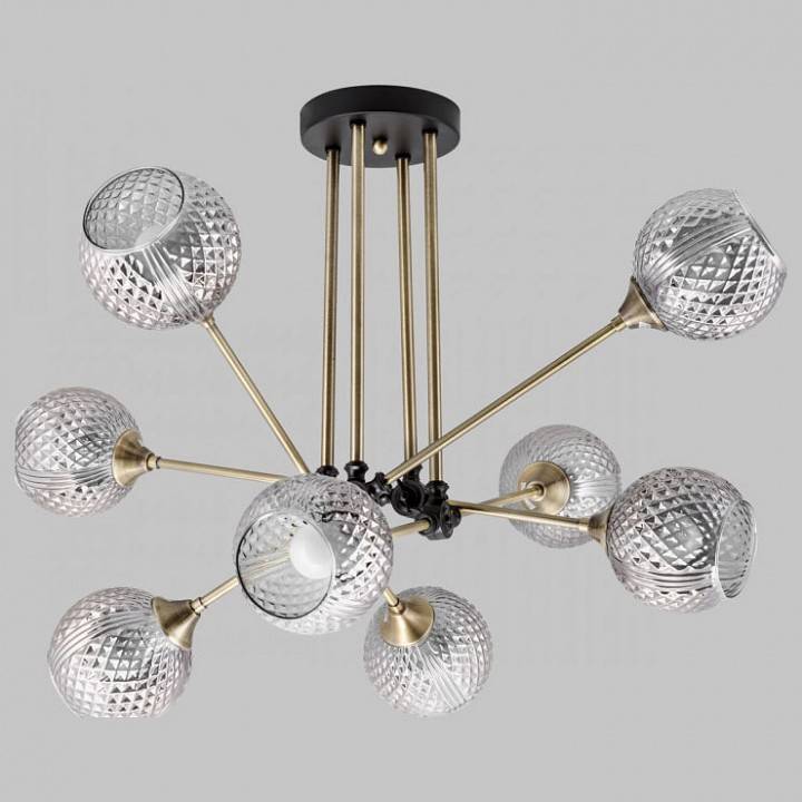 Люстра на штанге Imex MD.5299 на 8 ламп MD.5299-8-S-AB+BK