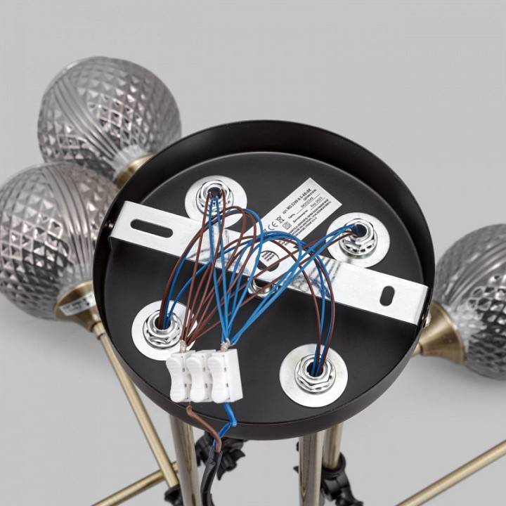 Люстра на штанге Imex MD.5299 на 8 ламп MD.5299-8-S-AB+BK