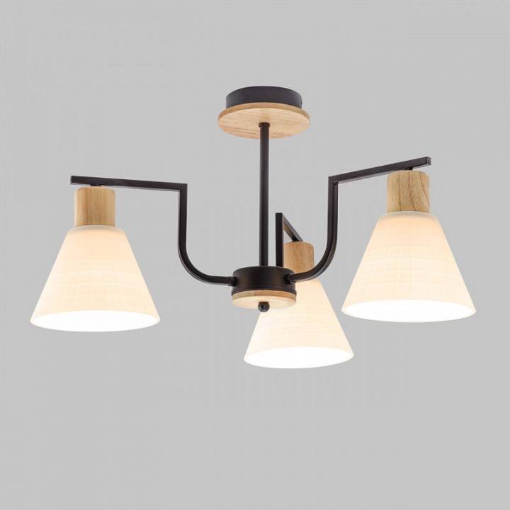 Люстра на штанге Imex MD.5716 3 лампы MD.5716-3-S-BK+WOOD