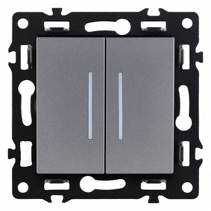 Выключатель проходной двухклавишный с подсветкой без рамки Kollinger Asthetik AS-011GY