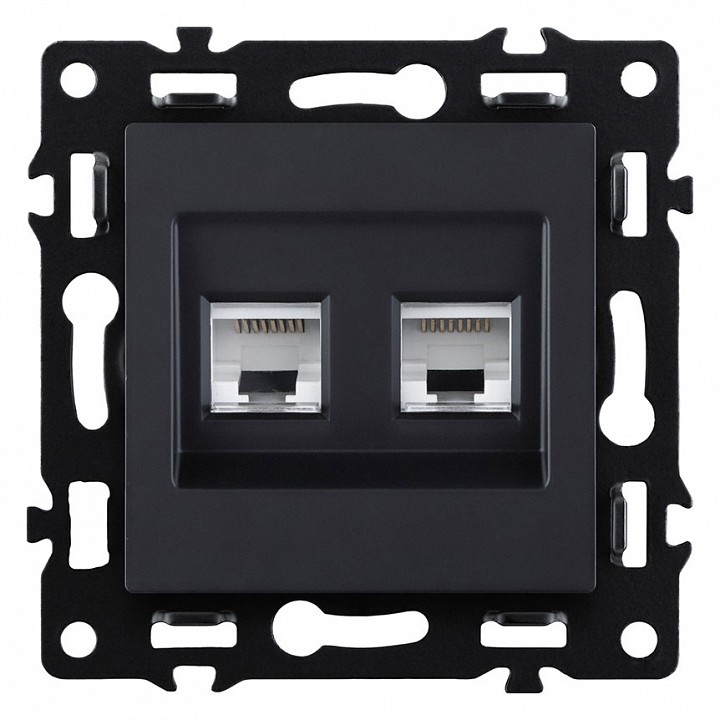 Розетка двойная Ethernet RJ-45 и со шторками, без рамки Kollinger Asthetik AS-018BK