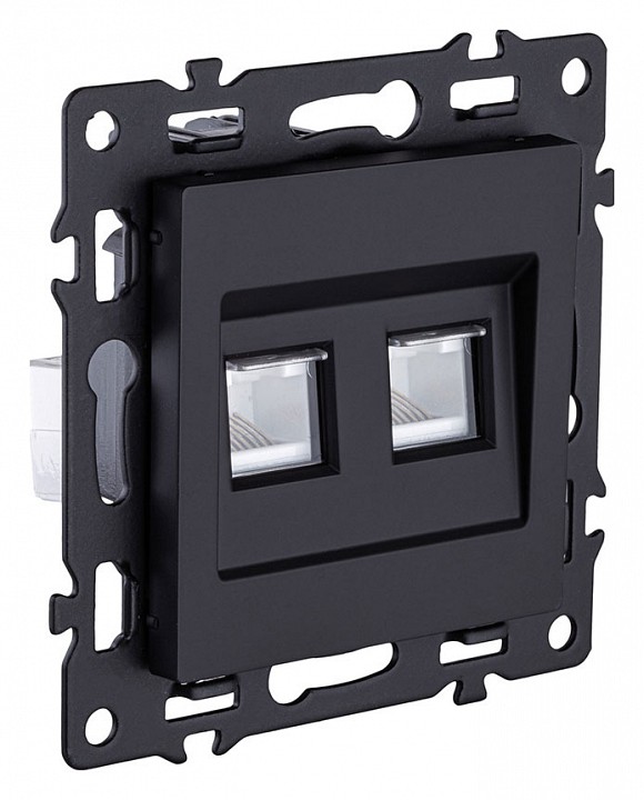 Розетка двойная Ethernet RJ-45 и со шторками, без рамки Kollinger Asthetik AS-018BK