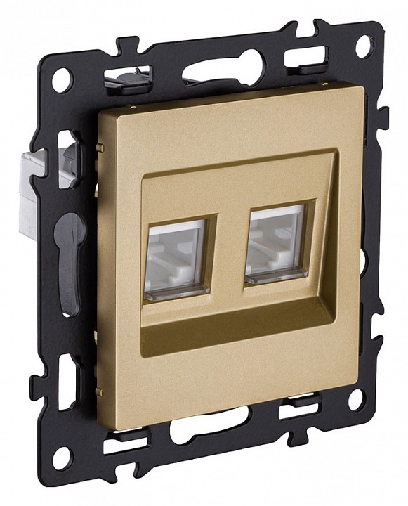 Розетка двойная Ethernet RJ-45 и со шторками, без рамки Kollinger Asthetik AS-018GD