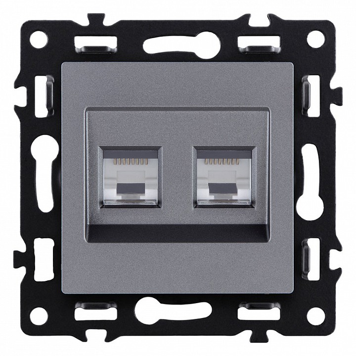 Розетка двойная Ethernet RJ-45 и со шторками, без рамки Kollinger Asthetik AS-018GY