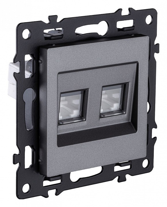 Розетка двойная Ethernet RJ-45 и со шторками, без рамки Kollinger Asthetik AS-018GY