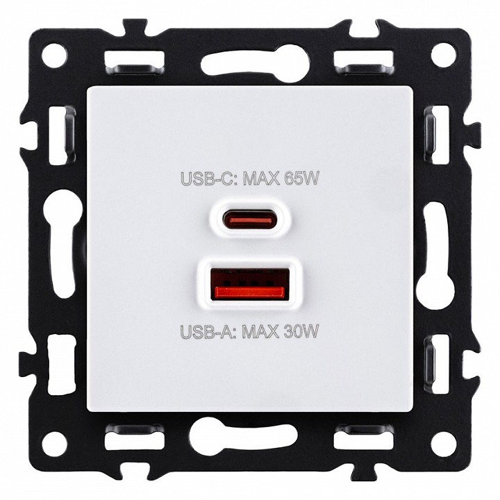 Розетка 2хUSB type A и C без рамки Kollinger Asthetik AS-024WH