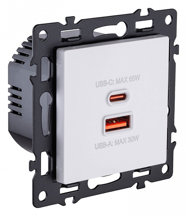 Розетка 2хUSB type A и C без рамки Kollinger Asthetik AS-024WH