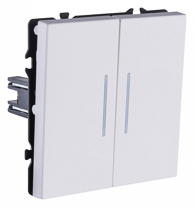 Выключатель проходной двухклавишный с подсветкой без рамки Kollinger Eclipse EC-011WG