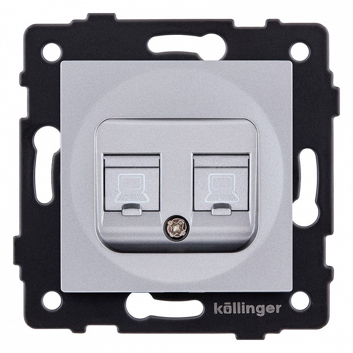 Розетка двойная Ethernet RJ-45 и со шторками, без рамки Kollinger  REA-019GY