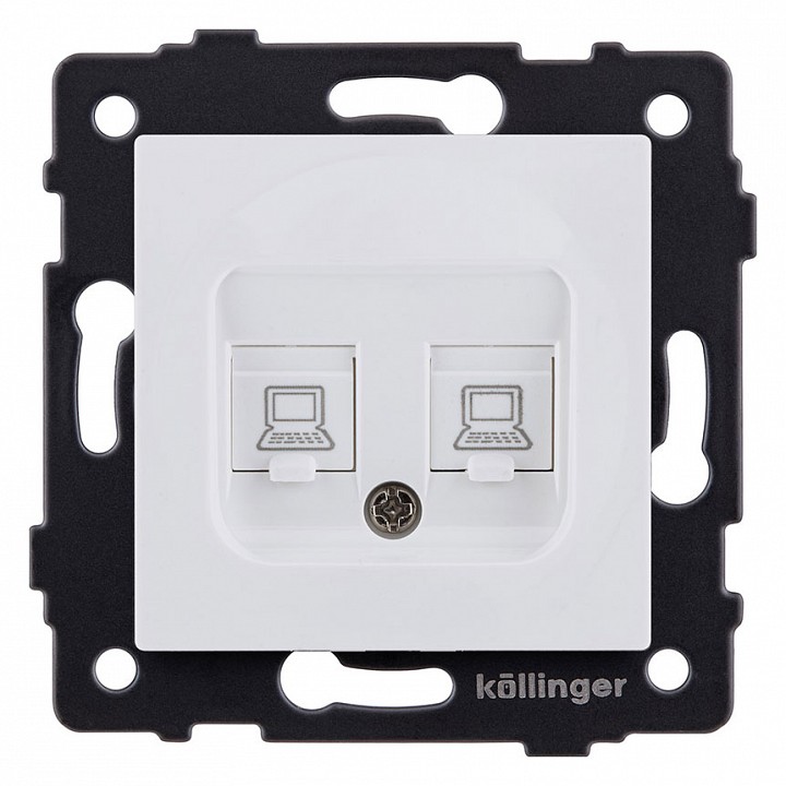 Розетка двойная Ethernet RJ-45 и со шторками, без рамки Kollinger  REA-019WM