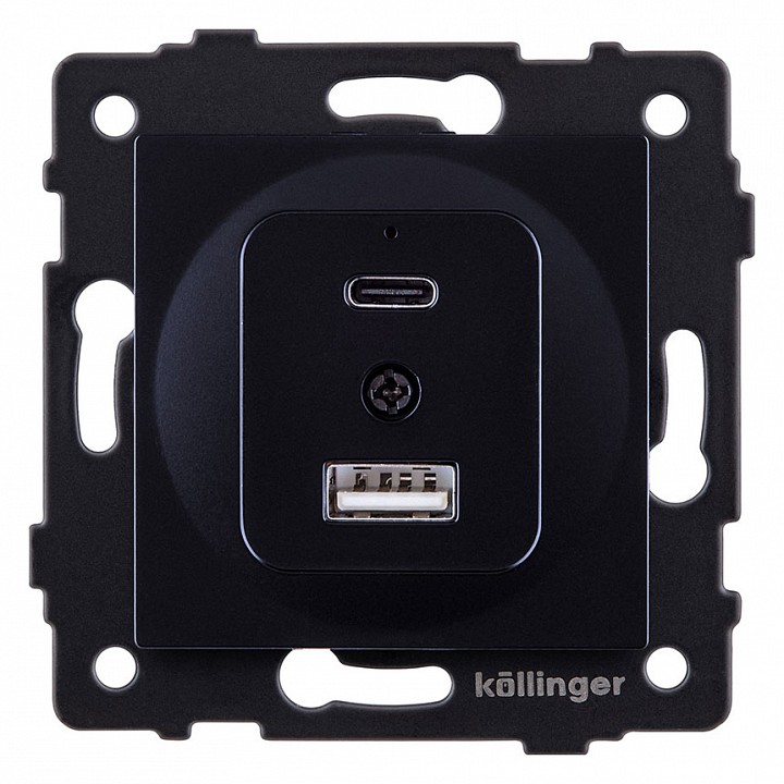 Розетка 2хUSB type A и C без рамки Kollinger  REA-037BK