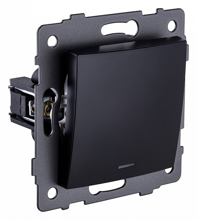 Выключатель одноклавишный с подсветкой без рамки Kollinger  REA-R-002BK