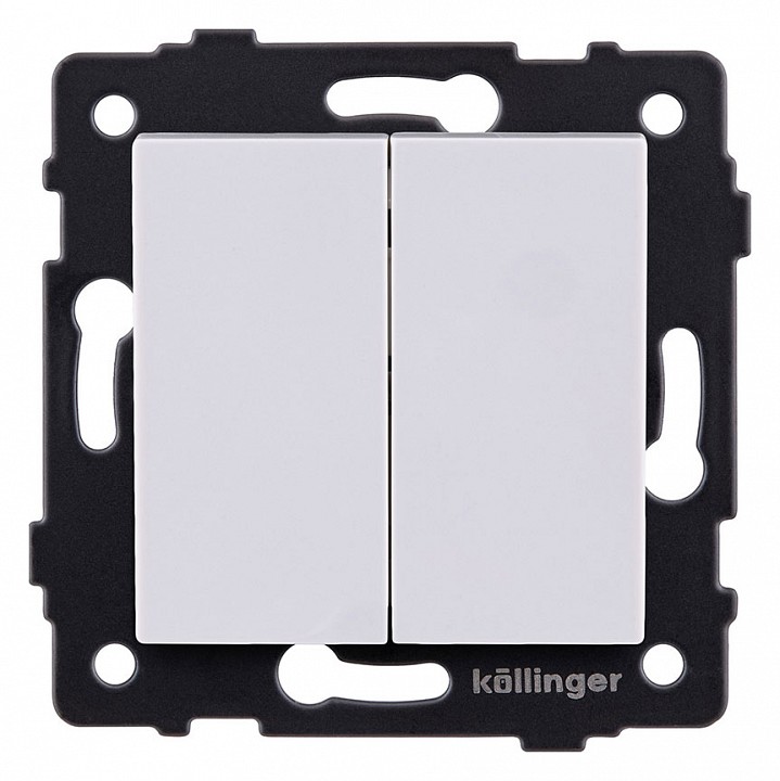 Выключатель проходной двухклавишный без рамки Kollinger  REA-S-009WH