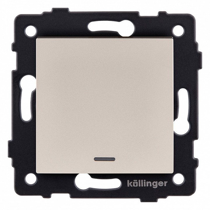 Выключатель одноклавишный с подсветкой без рамки Kollinger  REA-S-013GD