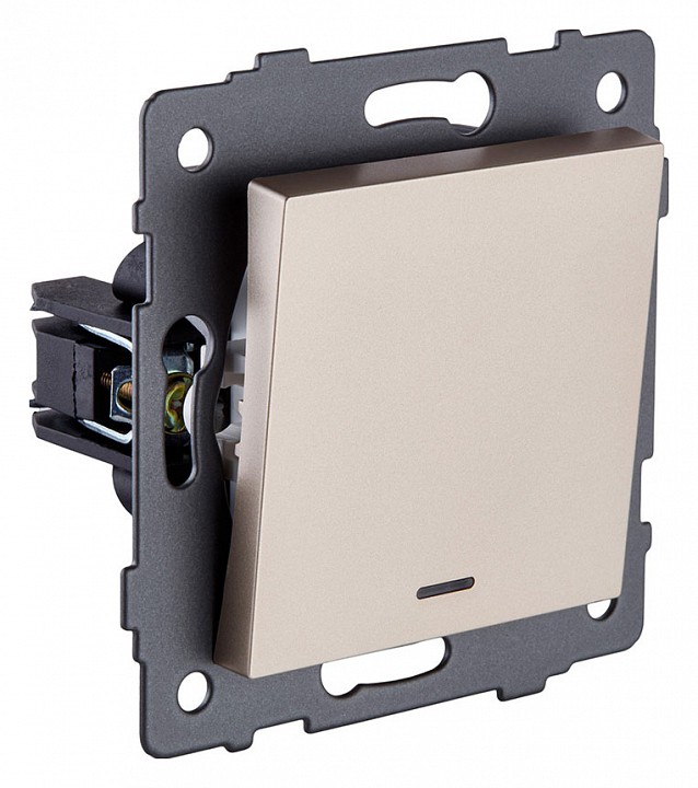 Выключатель одноклавишный с подсветкой без рамки Kollinger  REA-S-013GD