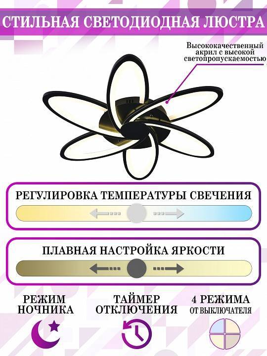 Потолочная люстра Natali Kovaltseva High-Tech HIGH-TECH LED LAMPS 82008 BLACK