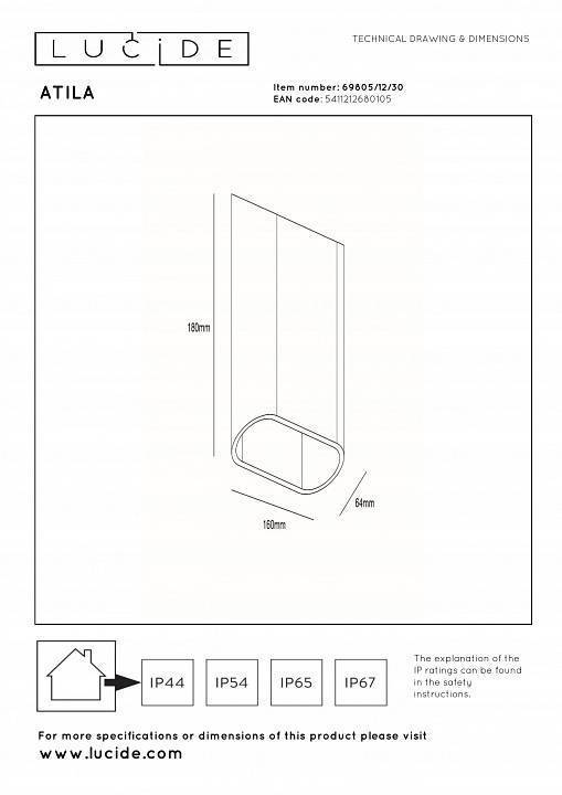 Накладной светильник Lucide Atila 2767/12/31