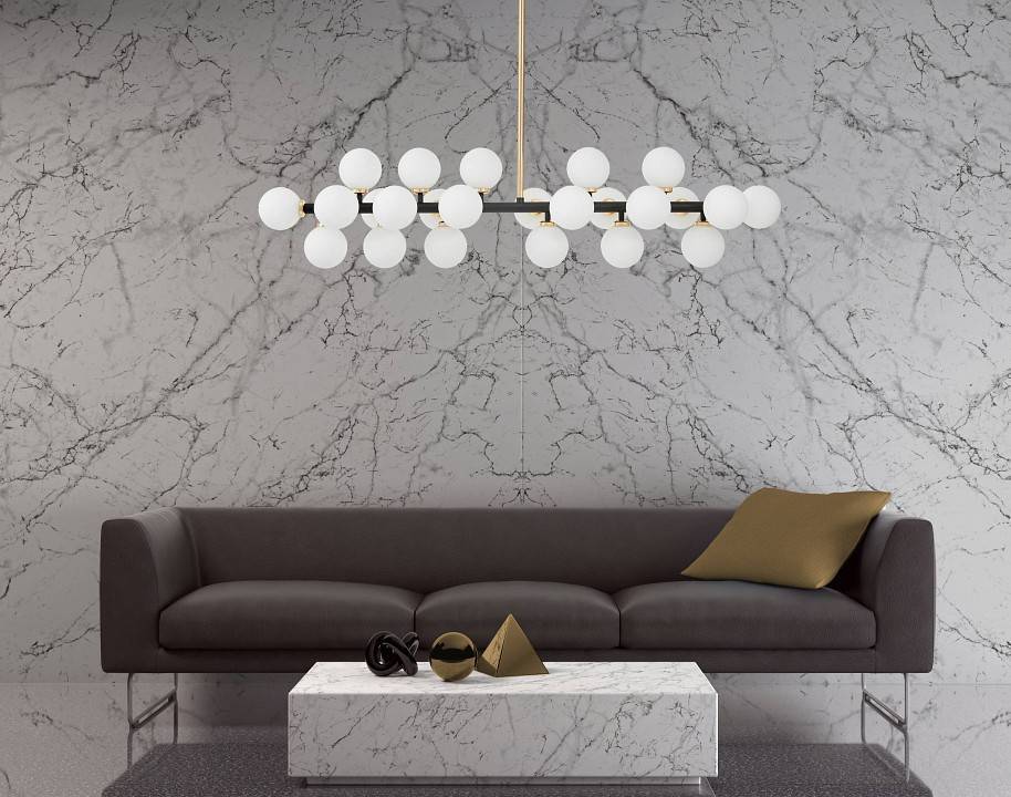 Люстра на штанге LUMINA DECO Marsiada LDP 6033-24 BK+GD