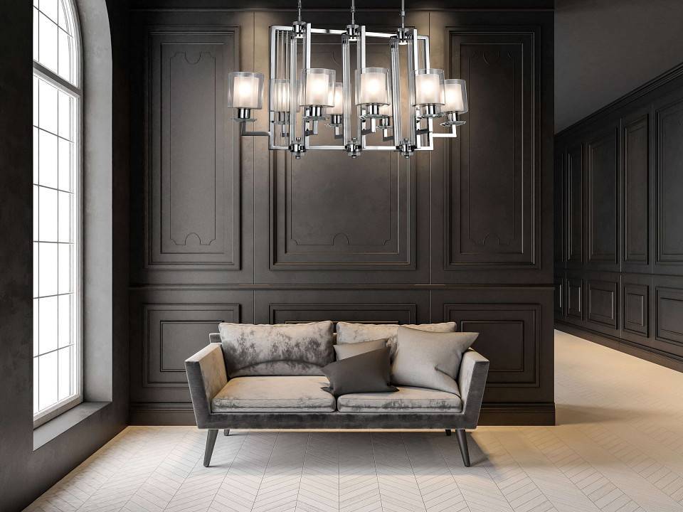 Люстра на штанге LUMINA DECO Manhattan 8 ламп хром LDP 8012-8 PR CHR