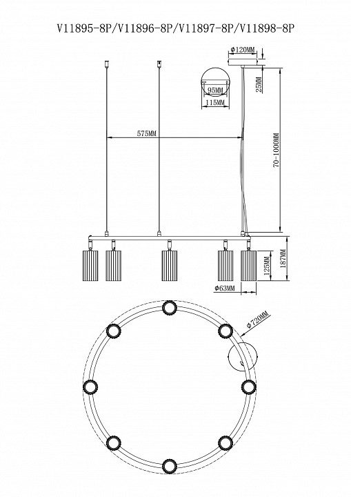 Подвесная люстра Moderli  V11898-8P
