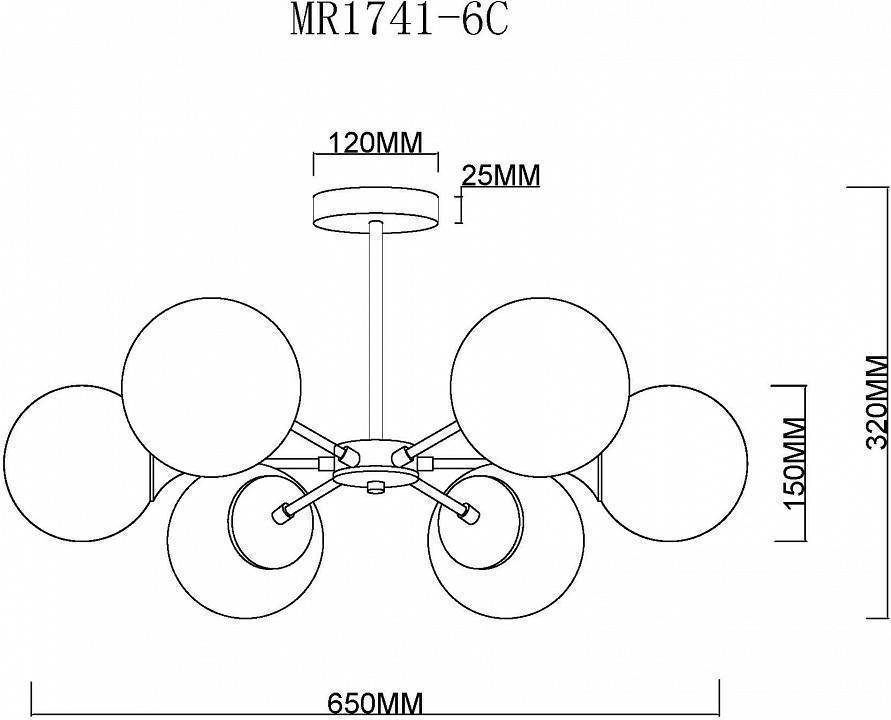 Люстра на штанге MyFar Fisher 6 ламп MR1741-6C