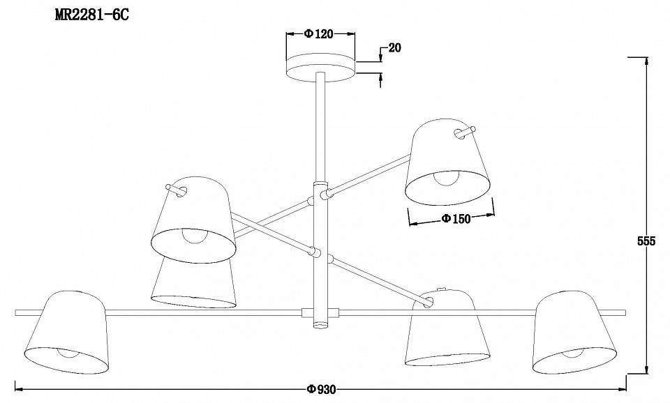 Люстра на штанге MyFar Clementine MR2281-6С