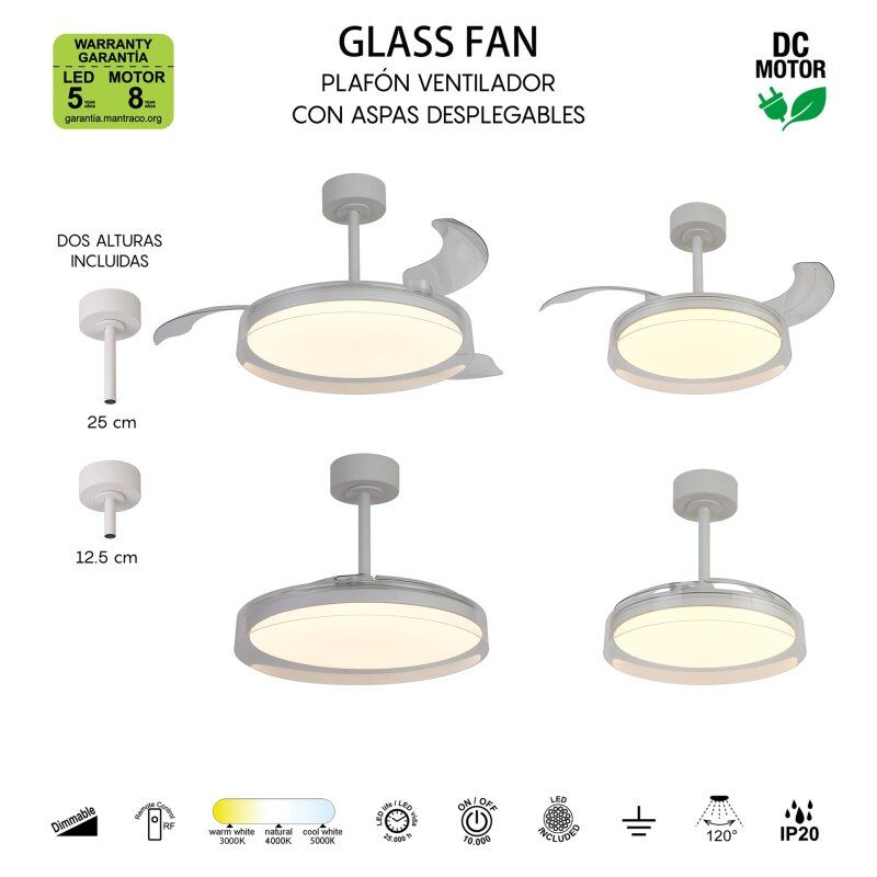 Светильник с вентилятором Mantra GLASS FAN 9527