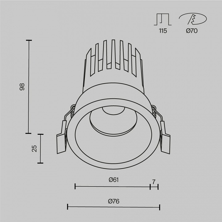 Встраиваемый светильник Maytoni  DL117-15W-3K-B