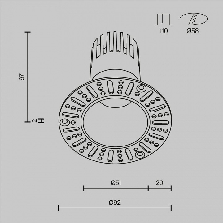 Встраиваемый светильник Maytoni 10 Вт 3000 K белый DL120-10W-3K-TRS-W
