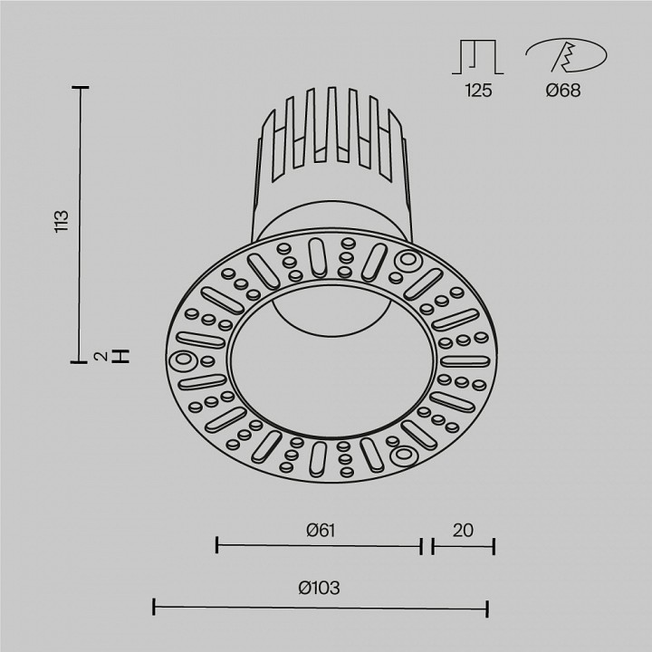 Встраиваемый светильник Maytoni  DL122-15W-3K-TRS-B