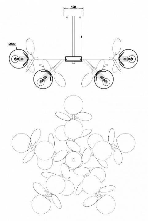 Люстра на штанге Freya Satellite 10 ламп FR5165PL-10W