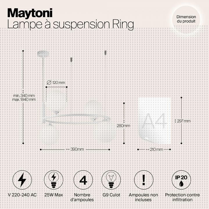 Подвесная люстра Maytoni Ring MOD013PL-04W