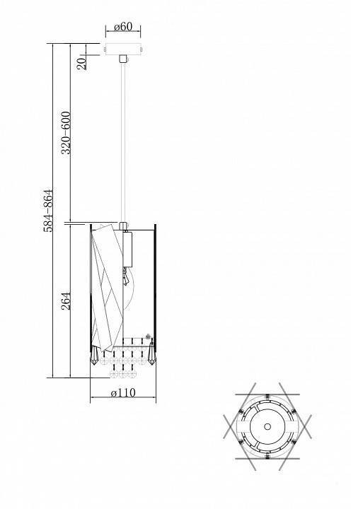 Подвесной светильник Maytoni Artistico 1xE14 MOD017PL-01BS