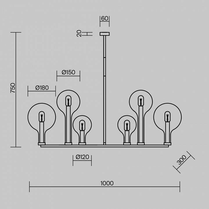 Люстра на штанге Maytoni Status 6 ламп MOD333PL-06B1