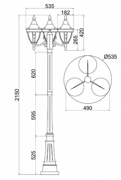 Уличный фонарный столб Maytoni Rivoli O026FL-03B