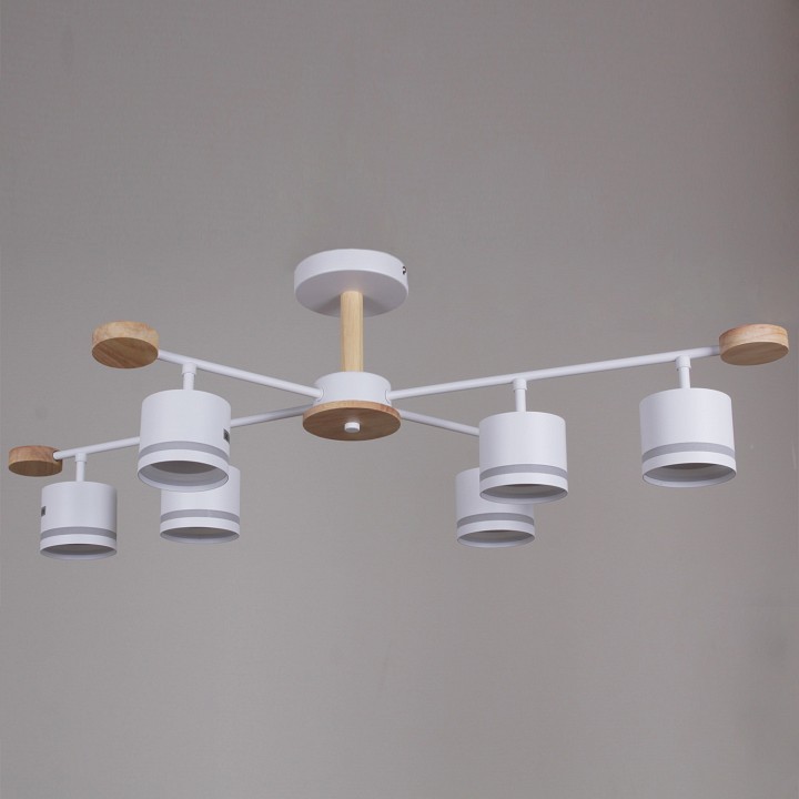 Люстра на штанге De Markt Сити 6xGX53 белый дерево 78730-0.3-06 GX53 WH+WOOD