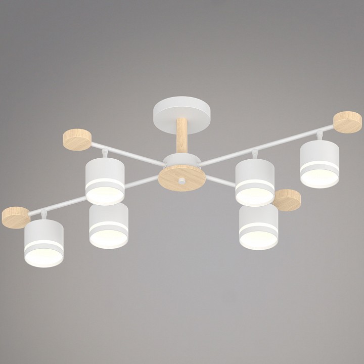 Люстра на штанге De Markt Сити 6xGX53 белый дерево 78730-0.3-06 GX53 WH+WOOD