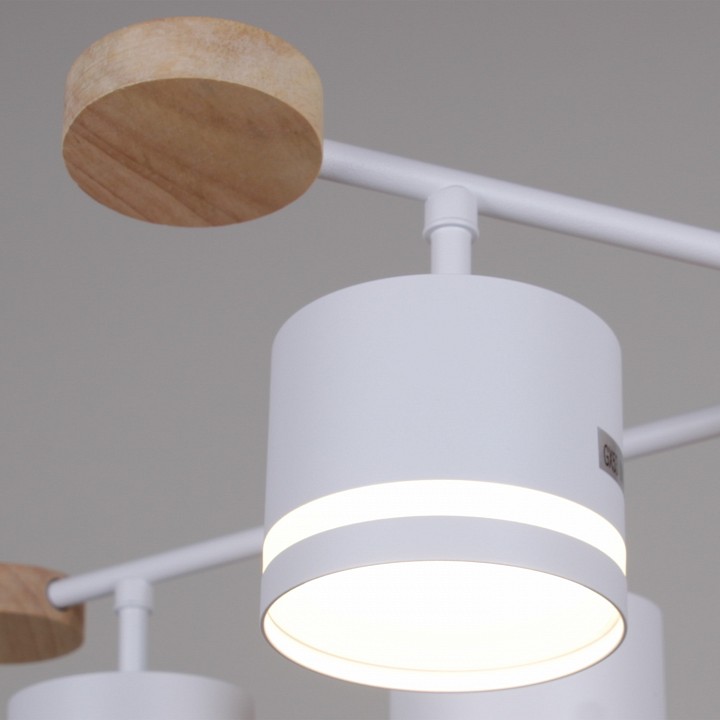 Люстра на штанге De Markt Сити 6xGX53 белый дерево 78730-0.3-06 GX53 WH+WOOD